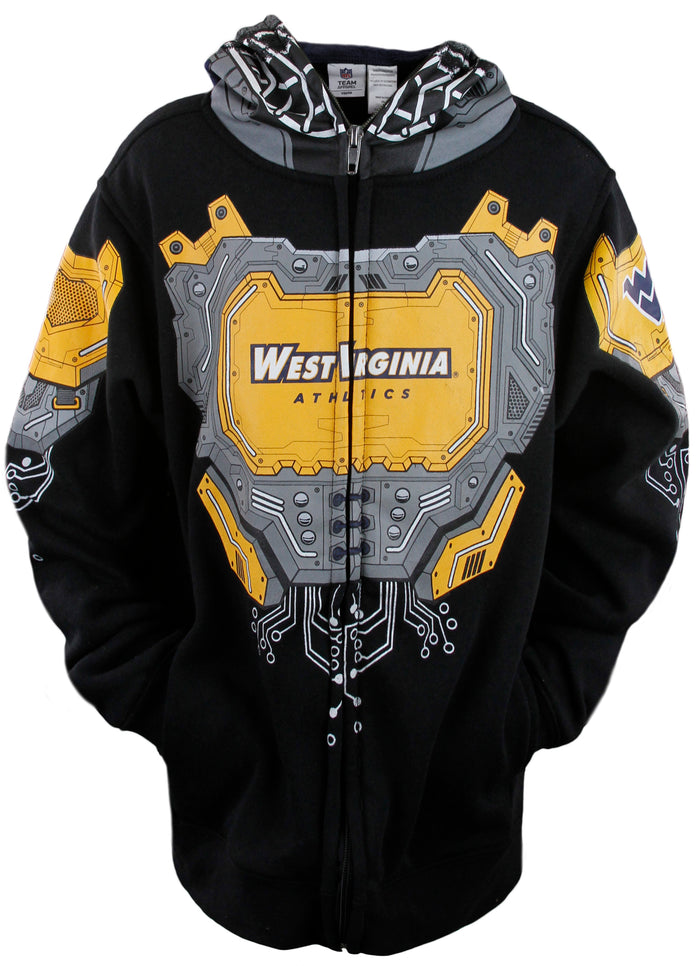 NCAA Youth Boys West Virginia Mountaineers Full Zip Masked Sweatshirt Hoodie, Black