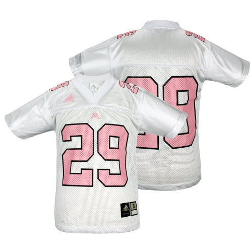 Adidas NCAA Youth Minnesota Golden Gophers # 29 Football Jersey, White and Pink