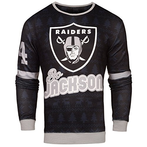 NFL Men's Los Angeles Raiders Bo Jackson #34 Retired Player Ugly Sweater