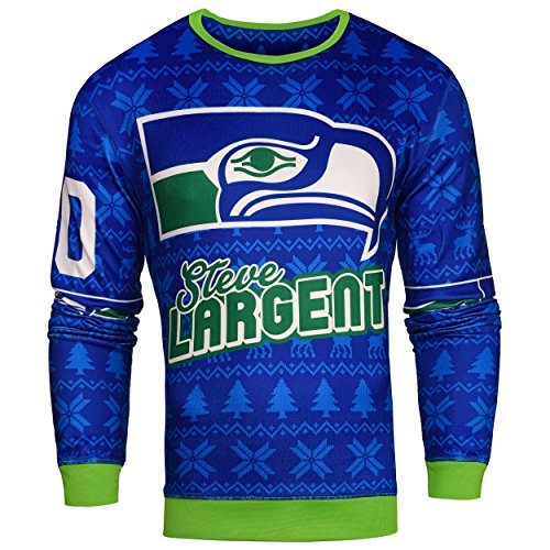 NFL Men's Seattle Seahawks Steve Largent #80 Retired Player Ugly Sweater