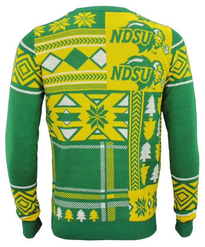 North Dakota State Bison NCAA Mens Ugly Holiday Sweater, Yellow / Green