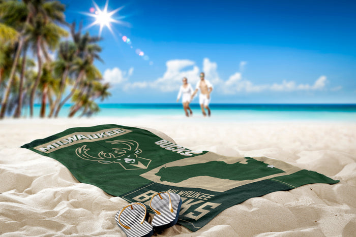 Northwest NBA Milwaukee Bucks State Line Beach Towel