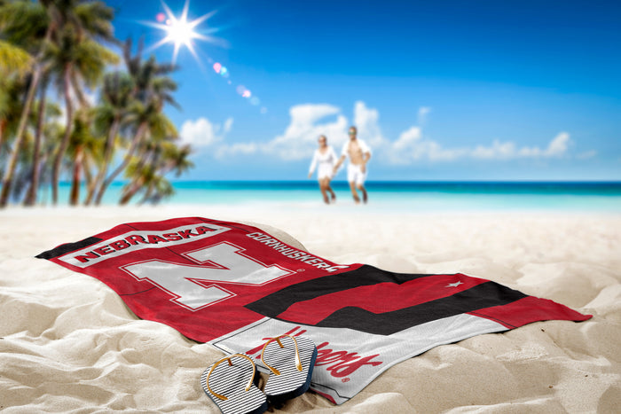 Northwest NCAA Nebraska Cornhuskers State Line Beach Towel