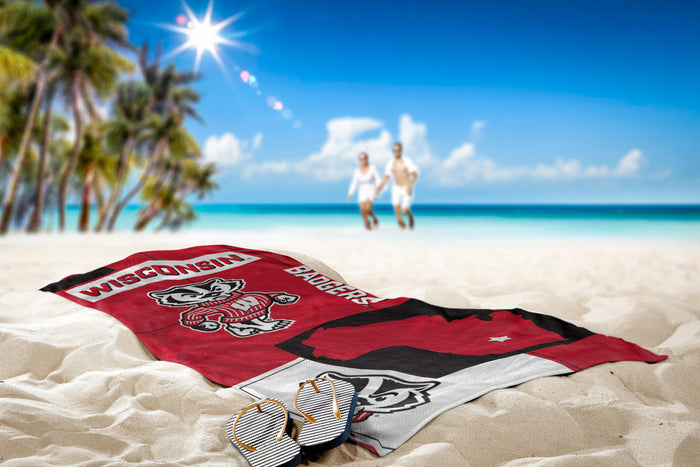 Northwest NCAA Wisconsin Badgers State Line Beach Towel