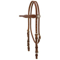 Oiled Hermann Oak Harness Leather Browband Headstall with Floral Conchos