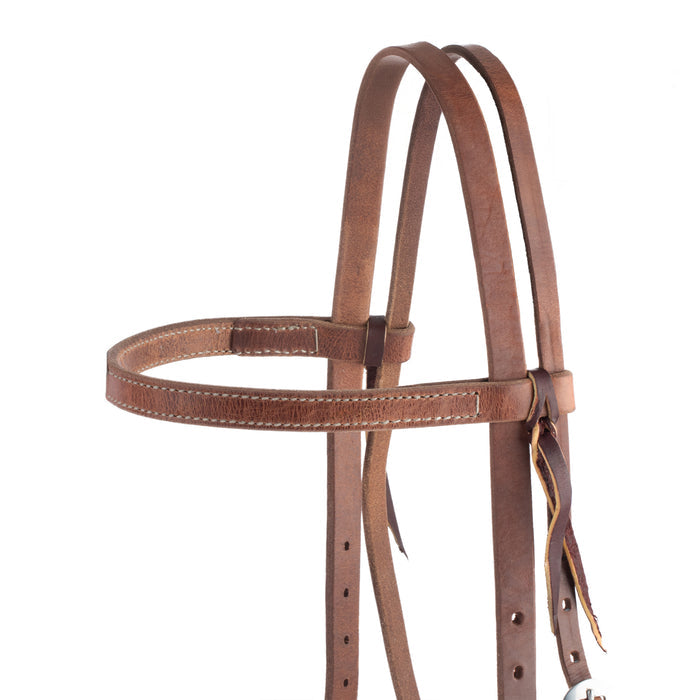 Oiled Hermann Oak Harness Leather Headstall with Tie Ends