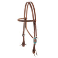 ProTack® Headstall with Designer Hardware, Turquoise Flower, Straight Browband