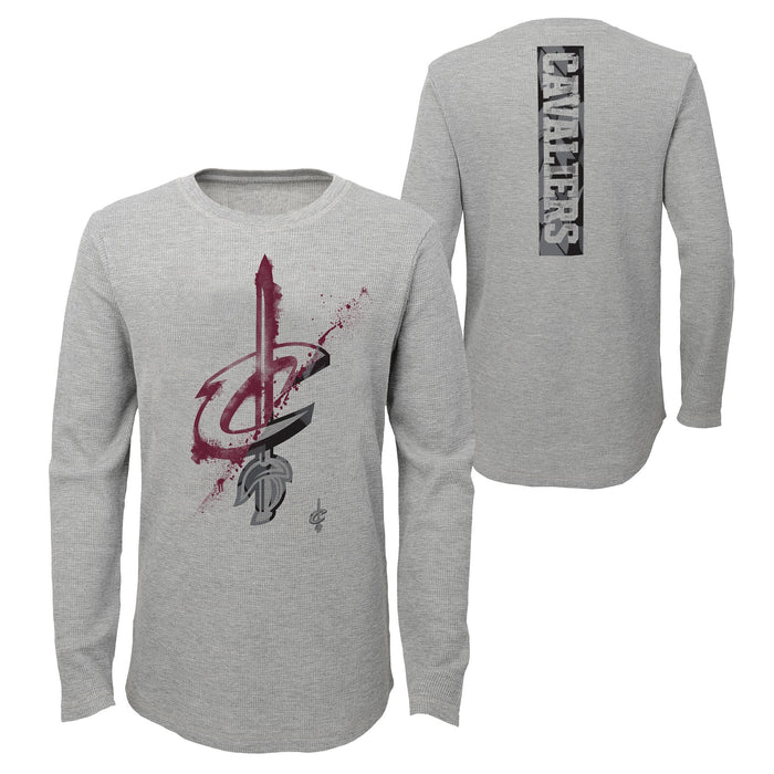 Outerstuff NBA Youth (8-20) Cleveland Cavaliers Black Out Waffle Knit Thermal Shirt