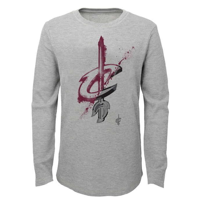 Outerstuff NBA Youth (8-20) Cleveland Cavaliers Black Out Waffle Knit Thermal Shirt