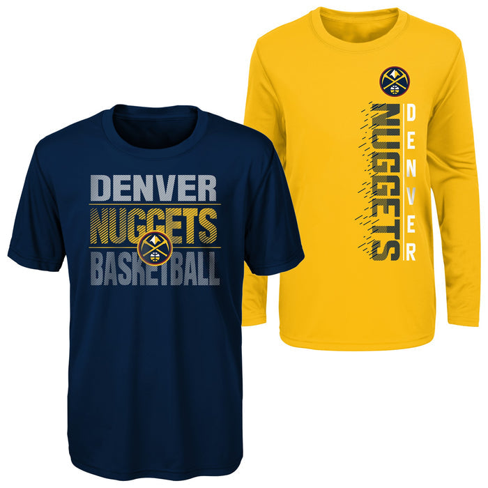 Outerstuff NBA Youth (8-20) Denver Nuggets Performance Long and Short Sleeve T-Shirt Combo
