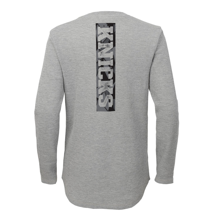 Outerstuff NBA Youth (8-20) New York Knicks Black Out Waffle Knit Thermal Tee Shirt