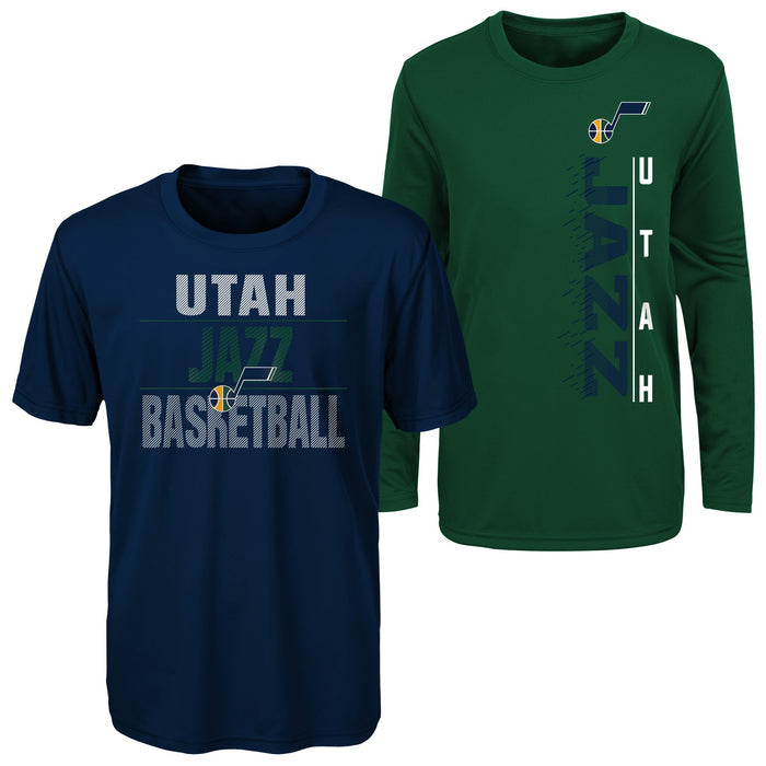 Outerstuff NBA Youth (8-20) Utah Jazz Performance Long and Short Sleeve T-Shirt Combo