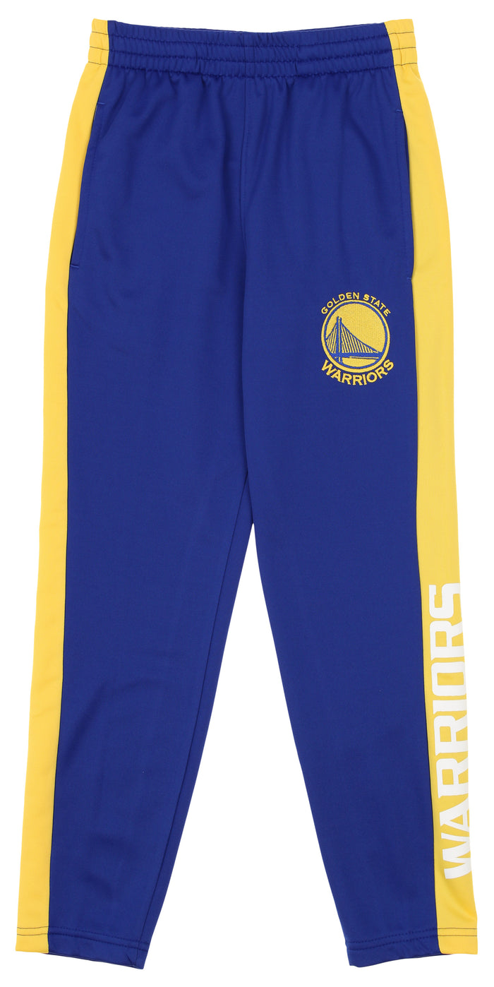 OuterStuff NBA Youth Boys Side Stripe Slim Fit Performance Pant, Golden State Warriors