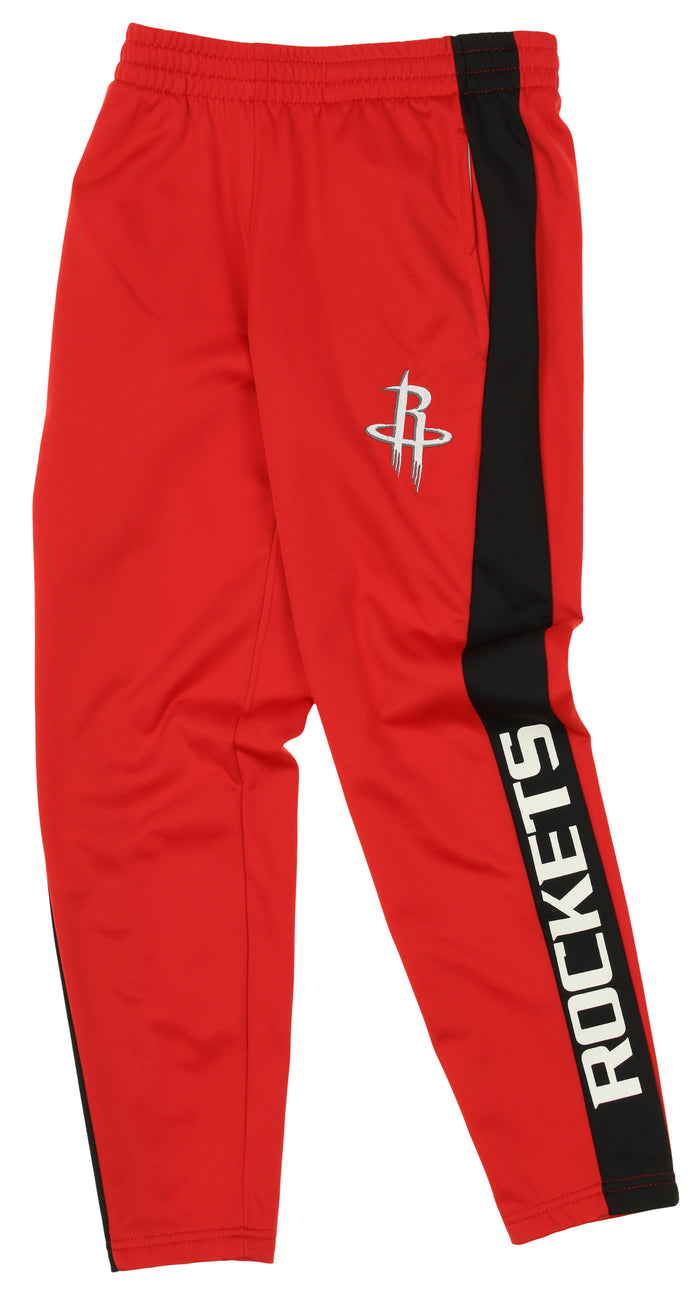 OuterStuff NBA Youth Boys Side Stripe Slim Fit Performance Pant, Houston Rockets