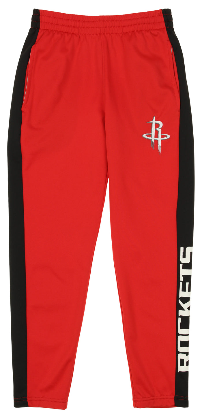 OuterStuff NBA Youth Boys Side Stripe Slim Fit Performance Pant, Houston Rockets