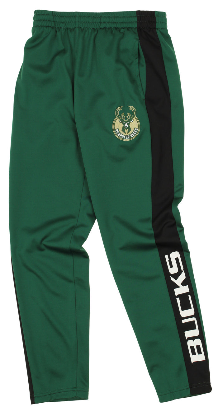 OuterStuff NBA Youth Boys Side Stripe Slim Fit Performance Pant,  Milwaukee Bucks