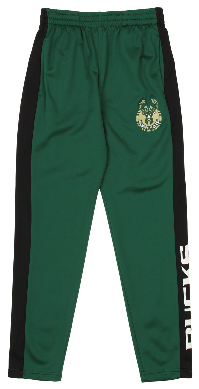 OuterStuff NBA Youth Boys Side Stripe Slim Fit Performance Pant,  Milwaukee Bucks