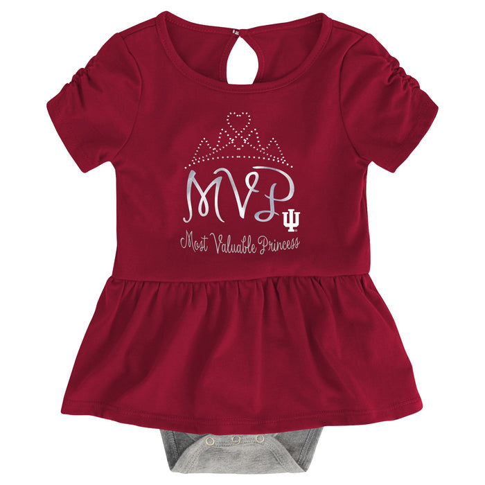 Outerstuff NCAA Infant Girls Indiana Hoosiers MVP Creeper, Bib & Bootie Set