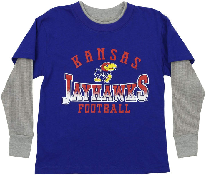 Outerstuff NCAA Kids Kansas Jayhawks Hokies Faux Layer Long Sleeve Tee