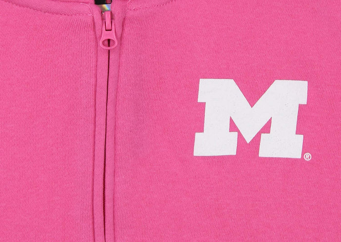 Outerstuff NCAA Women's Michigan Wolverines Zip Up Hoodie, Pink