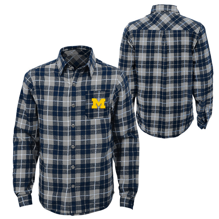 Outerstuff NCAA Youth Boys (8-20) Michigan Wolverines Sideline Plaid Shirt