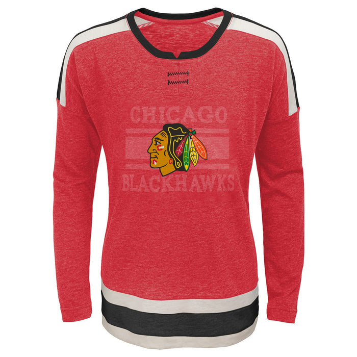 Outerstuff NHL Youth Girls (7-16) Chicago Blackhawks Celly Hyper Slub Tee Shirt