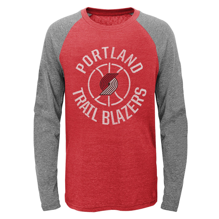 Outerstuff Portland Trail Blazers NBA Boys Kids (4-7) Fadeaway Long Sleeve Raglan Tee