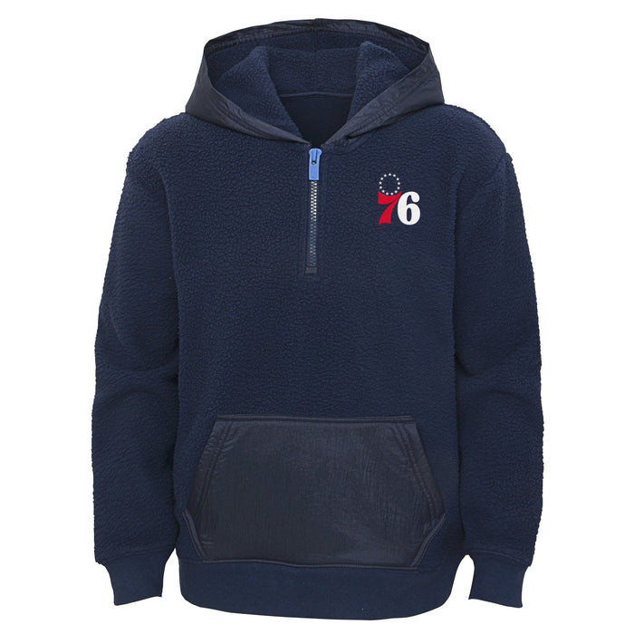 Outerstuff Youth NBA Philadelphia 76Ers On Fire Sherpa 1/4 Zip Pull Over Hoodie