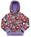 Paul Frank Little Girls Kids Julius Comic Strip Hoodie Sweatshirt, Violet