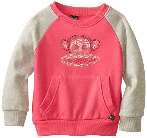 Paul Frank Little Girls Rhinestone Julius Raglan Fleece Popover Sweater, Magenta