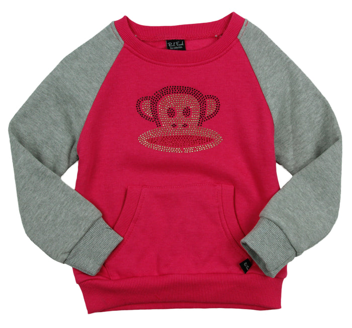 Paul Frank Toddler Girl's Rhinestone Julius Raglan Pull Over Sweatshirt
