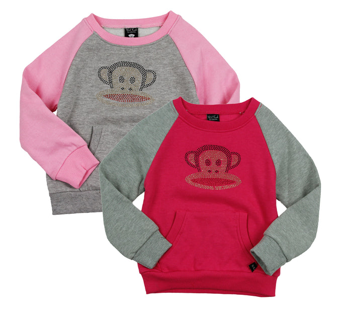 Paul Frank Toddler Girl's Rhinestone Julius Raglan Pull Over Sweatshirt
