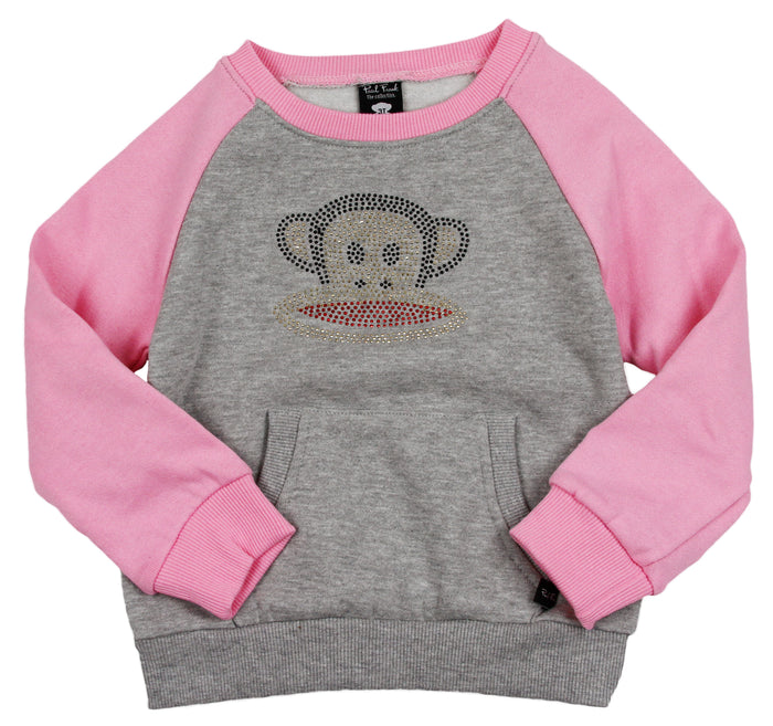 Paul Frank Toddler Girl's Rhinestone Julius Raglan Pull Over Sweatshirt
