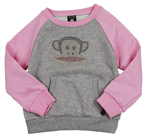 Paul Frank Youth Girl's Rhinestone Julius Raglan Pull Over Sweatshirt, 2 Colors