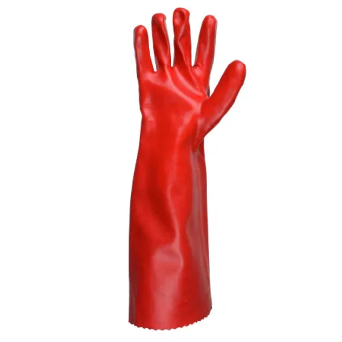 Red rubber glove on a white background