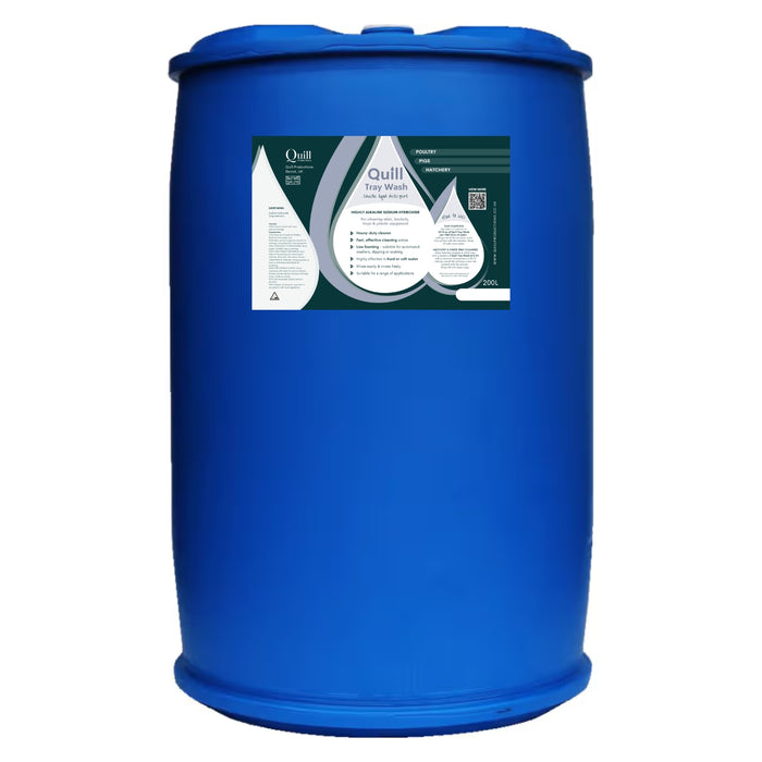 Blue cylindrical container with a label on a white background