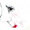 Red Lips by Marina Agre - minimal black line face with bright red lips