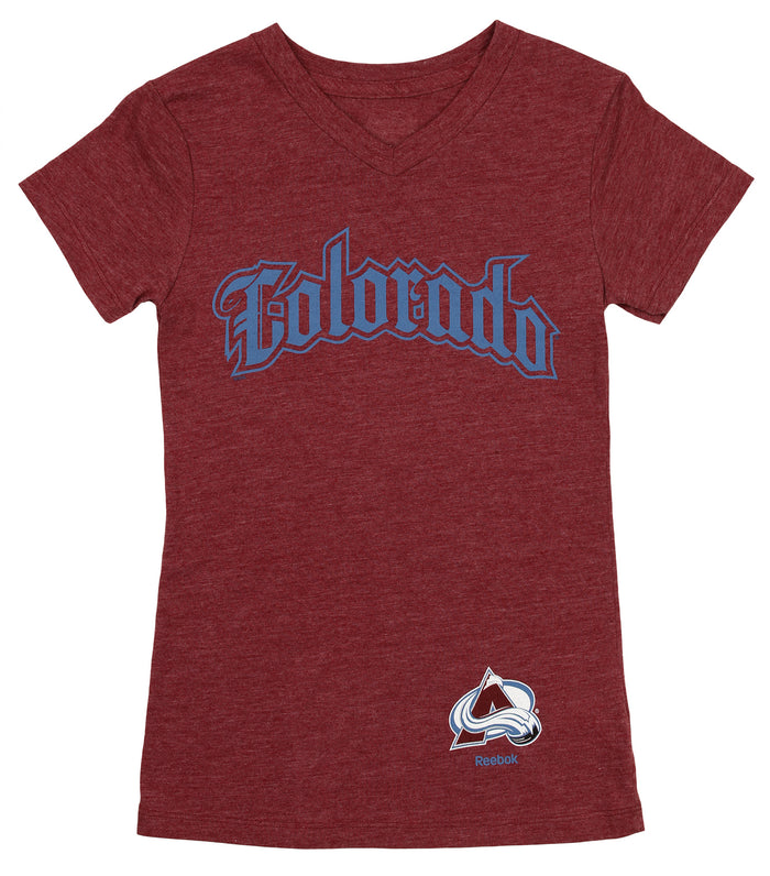 Reebok NHL Youth Girls (7-16) Colorado Avalanche V-Neck Short Sleeve Tee