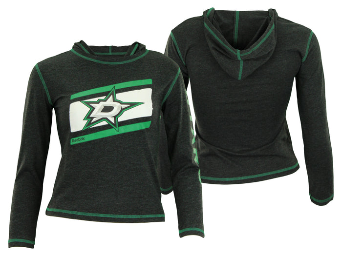 Reebok NHL Youth Girls Dallas Stars Long Sleeve Jersey Hoodie, Charcoal