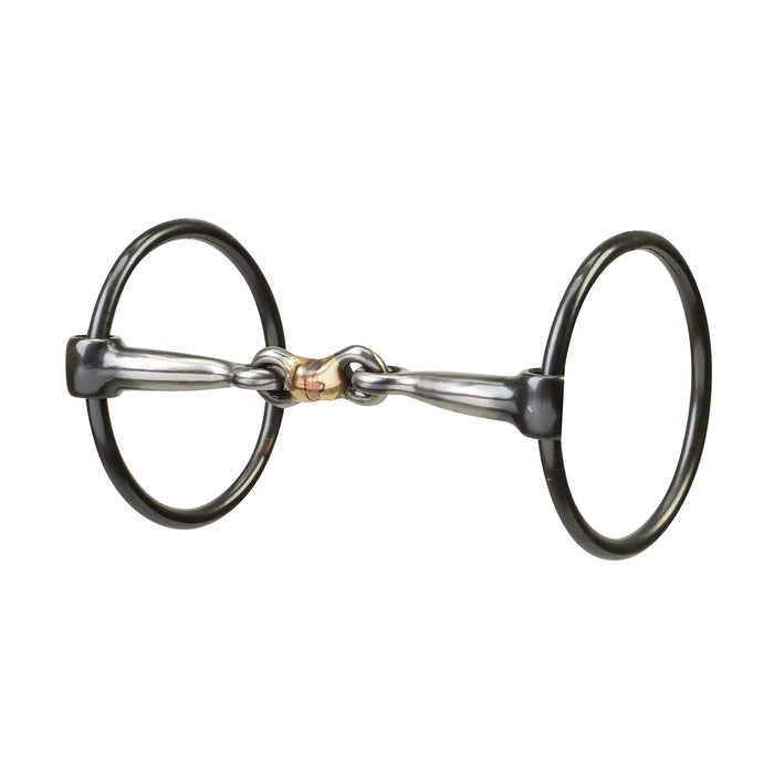 Ring Snaffle Bit with 5" Sweet Iron Dogbone Mouth with Copper Inlay