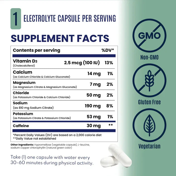SaltStick Electrolyte Tablets Race Ready Caps Plus (Caffeine)
