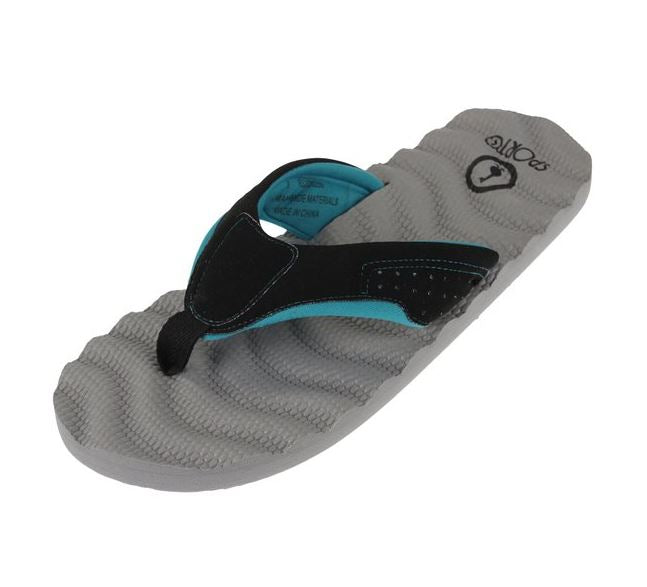 Sporto Women's Beach Comfort Flip Flops Sandals - Black and Gray