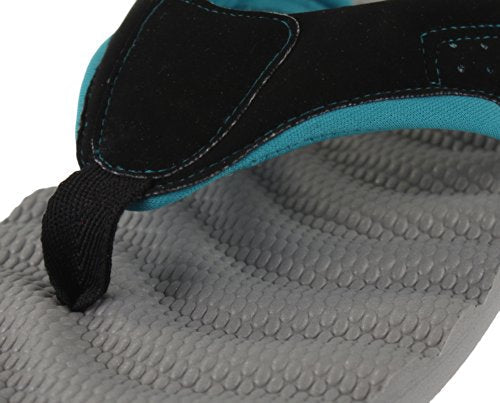 Sporto Women's Beach Comfort Flip Flops Sandals - Black and Gray
