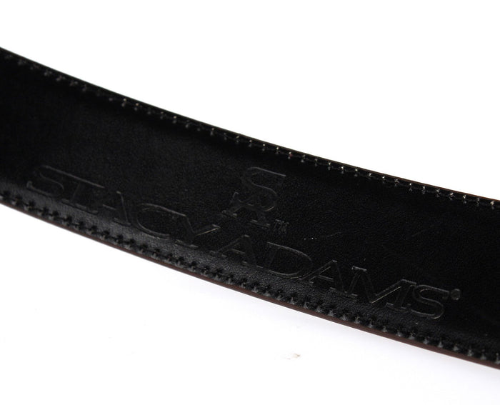 Stacy Adams Mens 6-203 Leather Belt w/ Croco Embossed Center Detail, Cognac