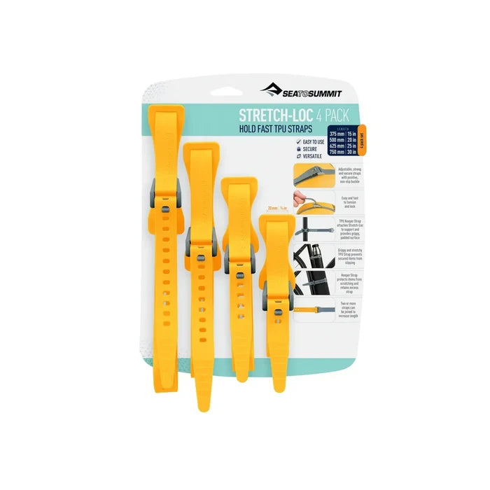 Sea to Summit TPU Strap Yellow Stretch-Loc TPU Strap 20mm - 4 Pack ASLSTRP4PCKYW