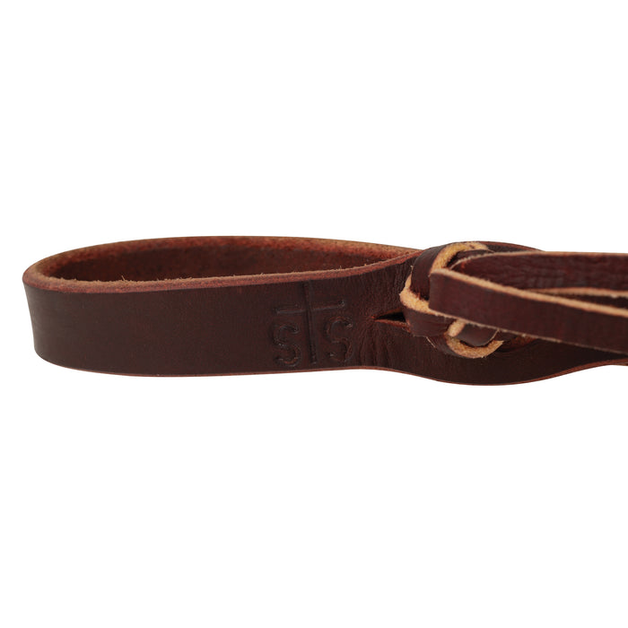 STS Ranch Signature Tack Latigo Leather Split Rein, Pineapple Knot, 8'