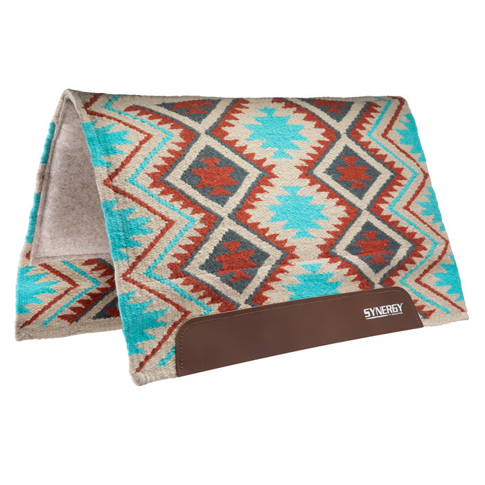 Firestorm - Turquoise/Rust / 32" x 34" / Wool Blend Felt