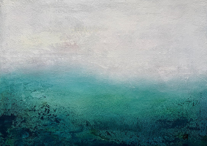 Teal Horizon by Marina Agre - misty teal band under a pale grey sky