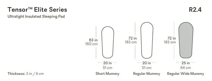 Nemo Sleeping Pad Regular Wide Mummy Tensor Elite Ultralight Insulated Sleeping Pad 10498299999REG