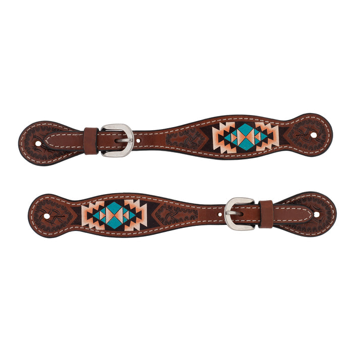 Turquoise Cross Aztec Spur Straps, Ladies'